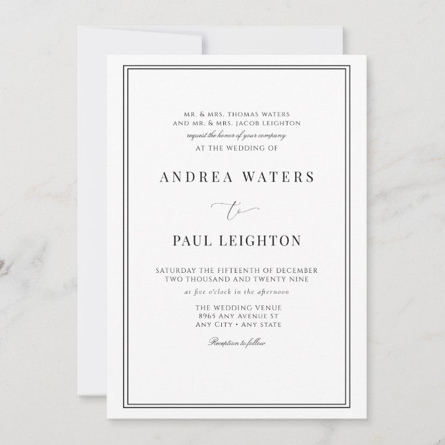 Invitación Boda formal (Anverso)