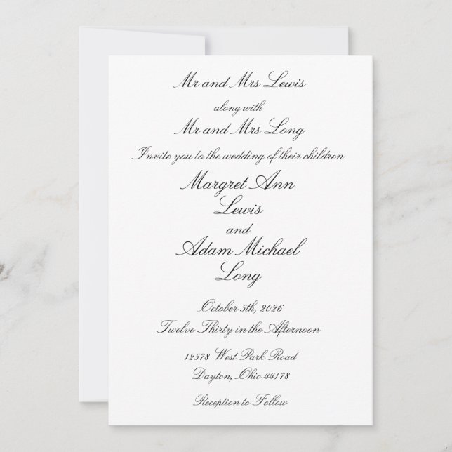 Invitación Boda formal (Anverso)