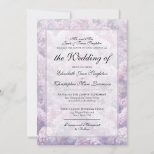 Invitación Boda Formal Acuarela de Lilas Moradas Elegantes