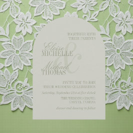 Invitación Boda Formal Arco Verde Saga Escritura Moderna 
