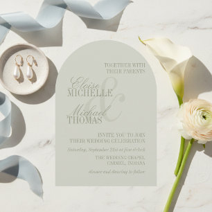 Invitación Boda Formal Arco Verde Saga Escritura Moderna