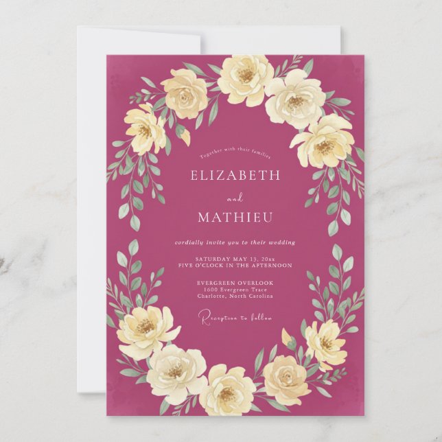 Invitación Boda Formal Atmosférica de Mora (Anverso)