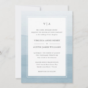 Invitación Boda Formal Azul Moderna