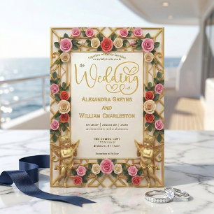 Invitación Boda Formal Barroca con Ángel y Rosa Polvorienta