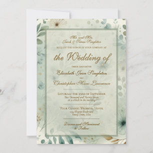 Invitación Boda Formal Botánica de Acuarela en Agua con Salvi
