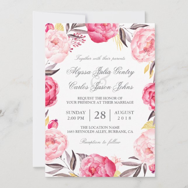 Invitación Boda formal bucal romántico (Anverso)