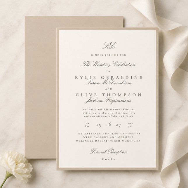 Invitación Boda Formal Champán Taupe (Subido por el creador)
