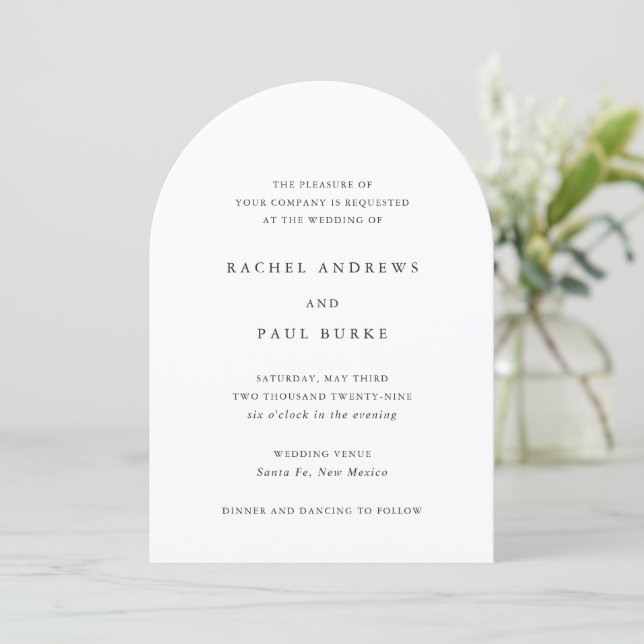 Invitación Boda Formal Clásica Atemporal (Anverso de pie)