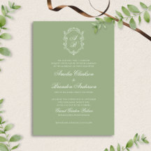 Boda Formal Clásica con Cresta de Monograma Verde 