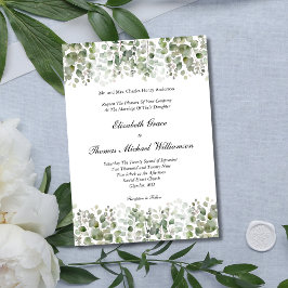 Invitación Boda Formal Clásica Elegante con Verde de Eucalipt
