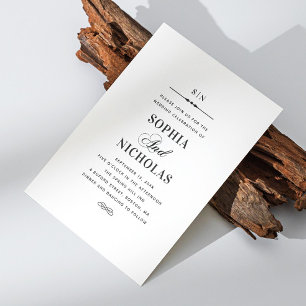 Invitación Boda formal clásica elegante en blanco y negro