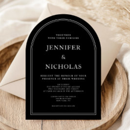 Invitación Boda Formal Clásica Elegante Negra