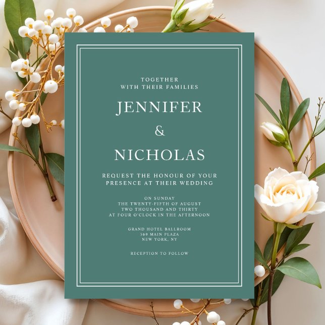 Invitación Boda Formal Clásica Esmeralda Verde (Formal Classic Emerald Green Wedding Invitation)