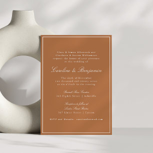 Invitación Boda Formal Clásica Frontera Escritura Terracota