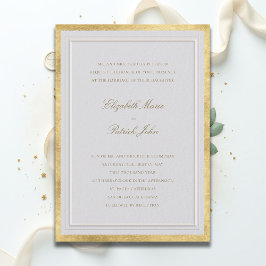 Invitación Boda Formal Clásica Moderna de Marfil con Dorado F