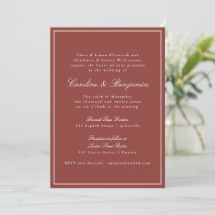 Invitación Boda Formal Clásica Roja Script Elegante