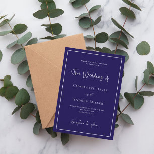 Invitación Boda formal clásico blanco oscuro