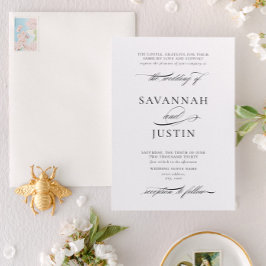 Invitación Boda formal clásico blanco y negro