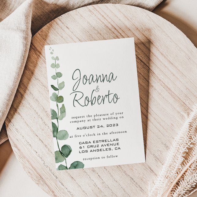 Invitación Boda formal clásico de eucalipto Minimalista (Subido por el creador)