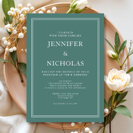 Invitación Boda formal clásico verde esmeralda