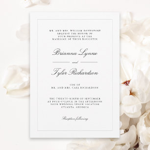 Invitación Boda formal clásico y elegante