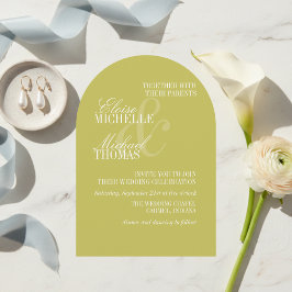 Invitación Boda Formal con Arco de Citricos en Guion Moderno 
