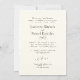 Invitación Boda Formal Crema Novia Padres II
