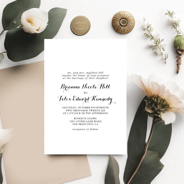 Invitación Boda formal de caligrafía moderna (Subido por el creador)