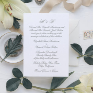 Invitación Boda formal de caligrafía Sage Green y White