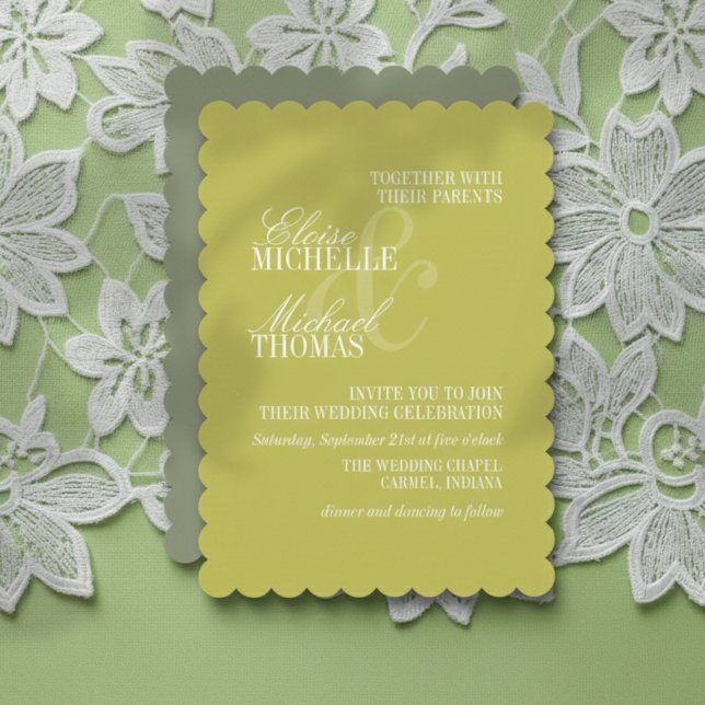 Invitación Boda Formal de Citrico Verde con Letra Moderna (Invite guest to your big day with this Modern Script Sage Green Formal Wedding Invitation! )