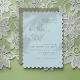 Invitación Boda Formal de Citricos Azules con Letra Moderna
