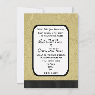 Invitación boda formal de damasco de oro de bonito