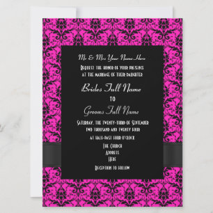 Invitación Boda formal de damasco rosa y negro