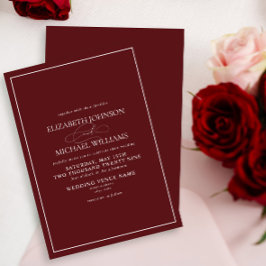 Invitación Boda formal de escritura burdeos clásica