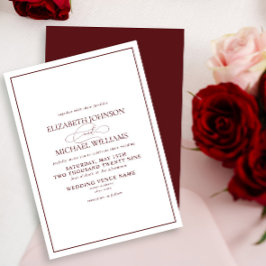 Invitación Boda formal de escritura burdeos clásica
