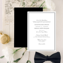 Invitación Boda formal de escritura en blanco y negro