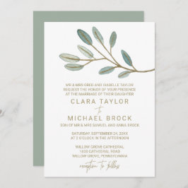Invitación Boda formal de eucalipto con vena de oro
