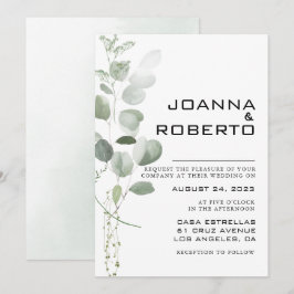 Invitación Boda formal de eucalipto minimalista