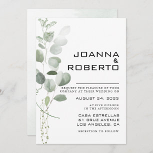 Invitación Boda formal de eucalipto minimalista
