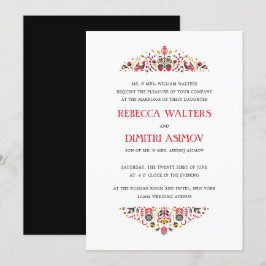 Invitación Boda formal de flor de Khokhloma, arte popular rus