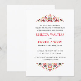 Invitación Boda formal de flor de Khokhloma, arte popular rus