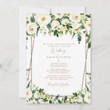 Boda Formal de Floral Blanco y Dorado Elegante