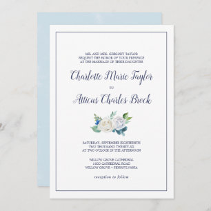 Invitación Boda formal de flores blancas clásicas