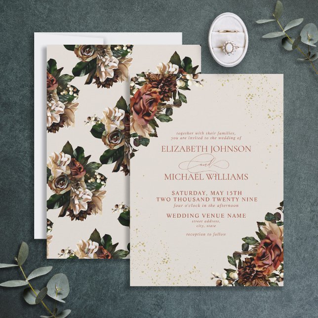 Invitación Boda formal de flores Boho Terracotta Greenery (Subido por el creador)