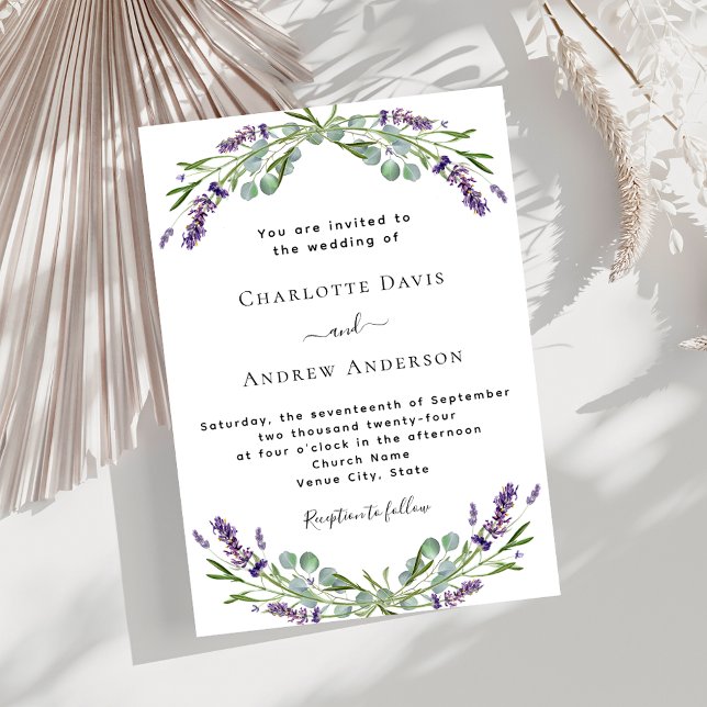 Invitación Boda formal de flores violeta de lavanda (Subido por el creador)