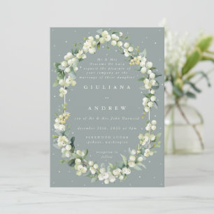 Invitación Boda Formal de Fresa Verde de Aceite de Mar + Euca