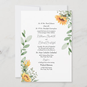 Invitación Boda Formal de Girasoles con Ambos Padres Incluido