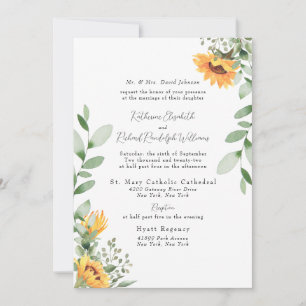 Invitación Boda Formal de Girasoles Novia Padres Enumerados