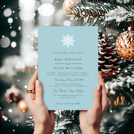 Invitación Boda formal de invierno azul luz de copo de nieve