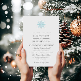 Invitación Boda formal de invierno con copo de nieve azul cla